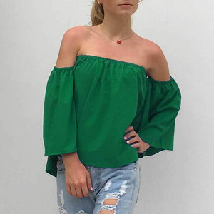 Tummy Hiding Oversized Off The Shoulder Tops Loose Blouse on sale - SOUISEE