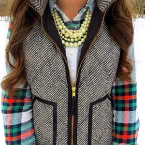 Vintage Womens Quilted Herringbone Puffer Vest on sale - SOUISEE