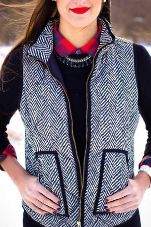 Vintage Womens Quilted Herringbone Puffer Vest on sale - SOUISEE