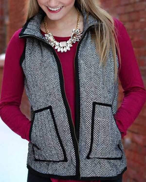 Vintage Womens Quilted Herringbone Puffer Vest on sale - SOUISEE