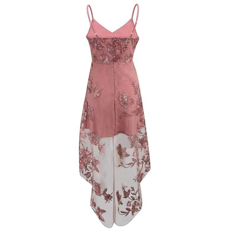 Floral Embroidery Mesh Lace High Low Dress on sale - SOUISEE
