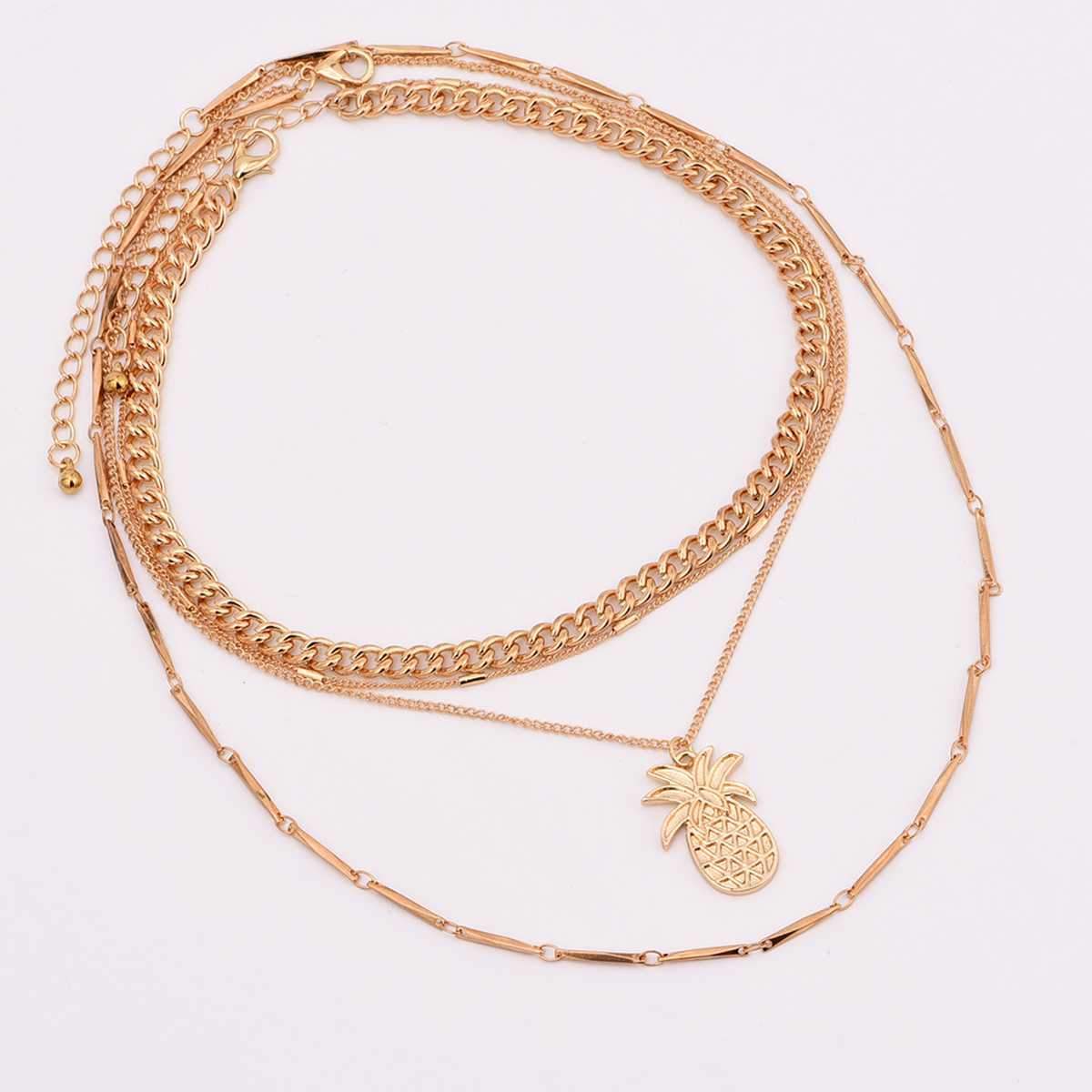 Bohemian Multi Layered Cutout Pineapple Necklace on sale - SOUISEE