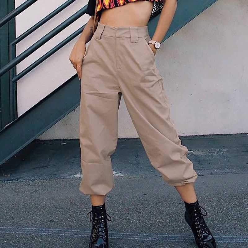 High Waisted Baggy Carrot Trousers Cargo Pants With Chains on sale - SOUISEE