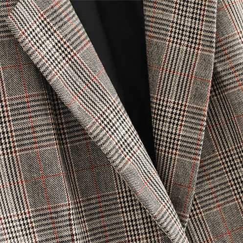 Designer One Button Tartan Plaid Womens Checked Blazer Jacket on sale - SOUISEE