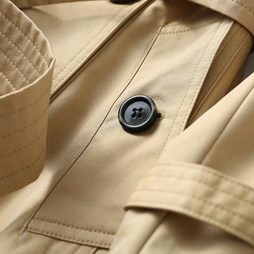 Classic Double Breasted Turtle Neck Women's Beige Trench Coat on sale - SOUISEE