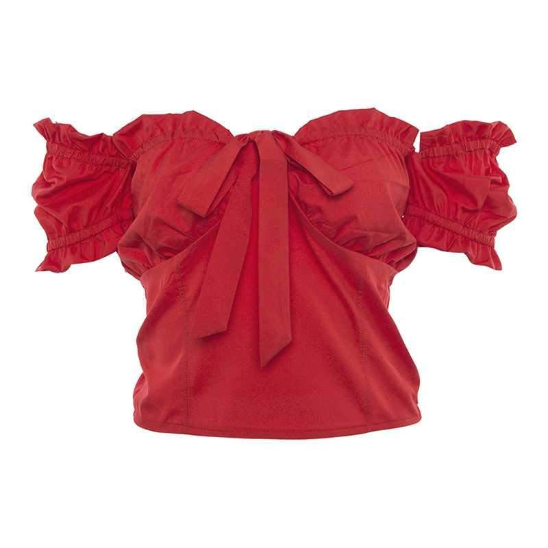 Tie Front Bustier Short Sleeve Ruffle Blouse Shirt – SOUISEE