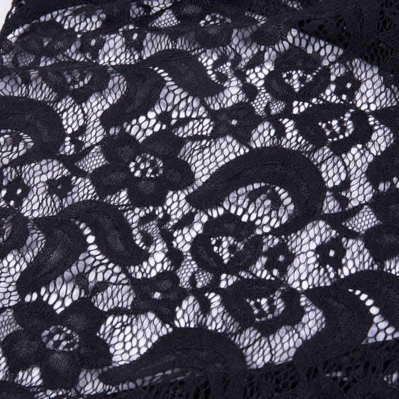Plunge V Neck Black/ White long sleeve lace bodysuit on sale - SOUISEE