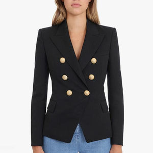 Double Breasted Women's Casual Black Blazer Jacket on sale - SOUISEE