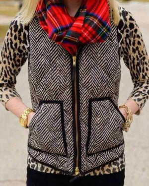 Vintage Womens Quilted Herringbone Puffer Vest on sale - SOUISEE