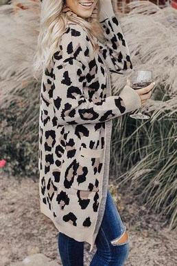 Retro Leopard Spotted Prints Oversized Comfy Long Cardigan Sweaters on sale - SOUISEE