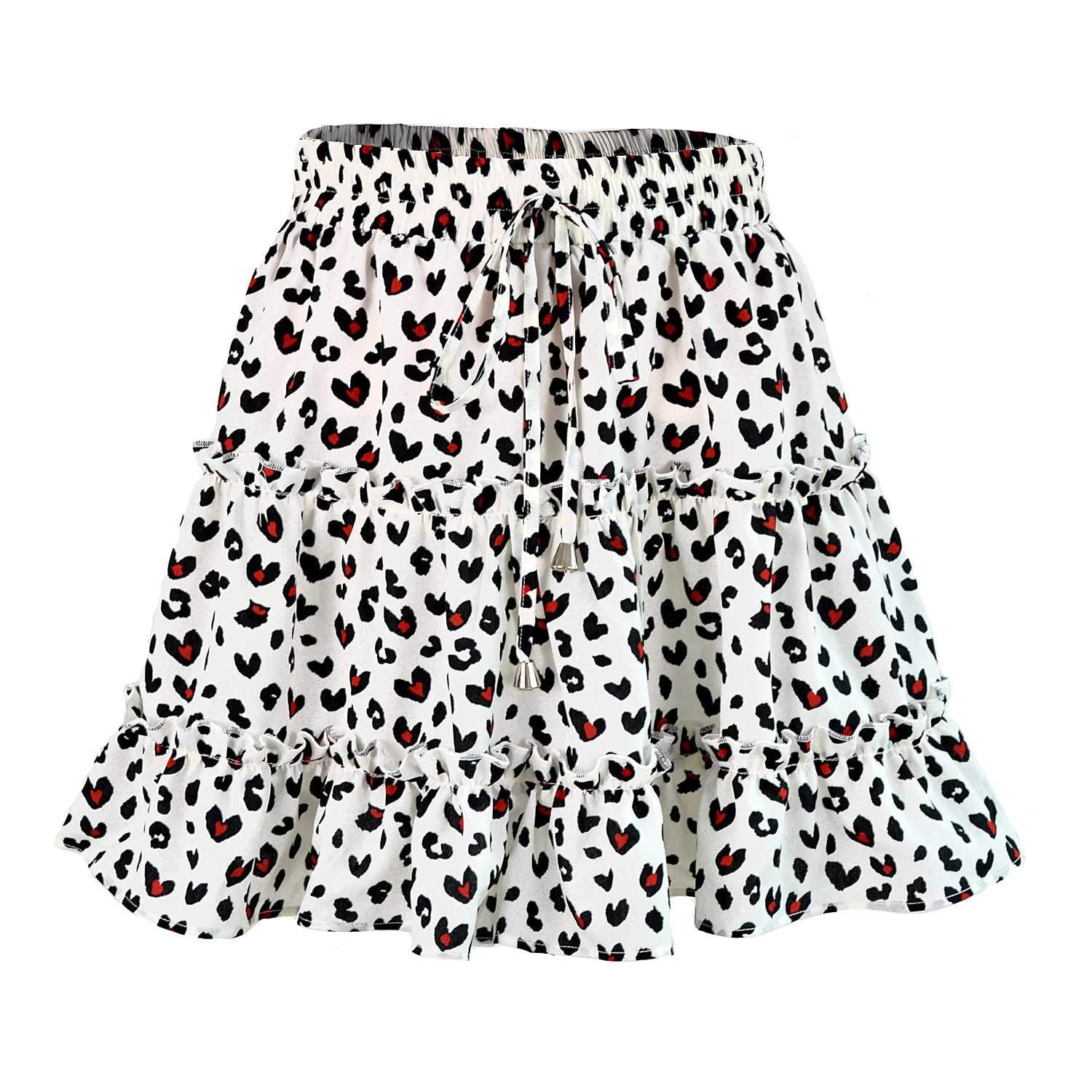 Elastic Fitting Boho Tie Front High Waist Layered Ruffle Floral Skirt on sale - SOUISEE