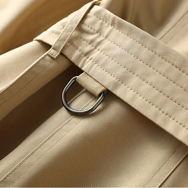 Classic Double Breasted Turtle Neck Women's Beige Trench Coat on sale - SOUISEE