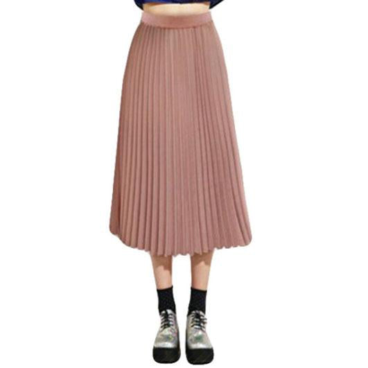 Classic Flowy Chiffon Pleated Midi Skirt Long Length on sale - SOUISEE