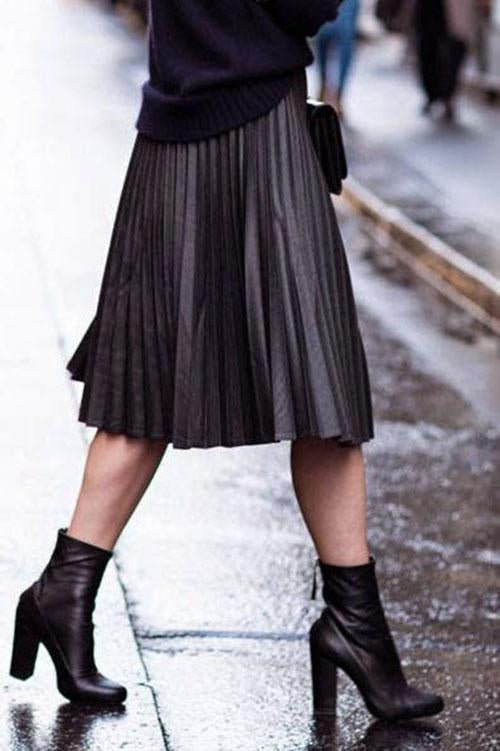 Classic Flowy Chiffon Pleated Midi Skirt Long Length on sale - SOUISEE