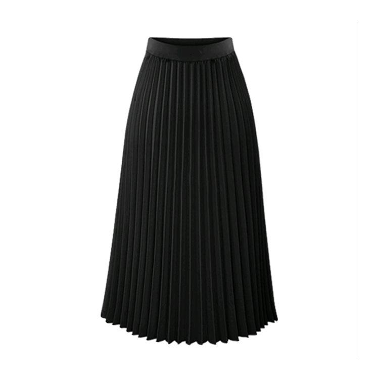 Classic Flowy Chiffon Pleated Midi Skirt Long Length on sale - SOUISEE