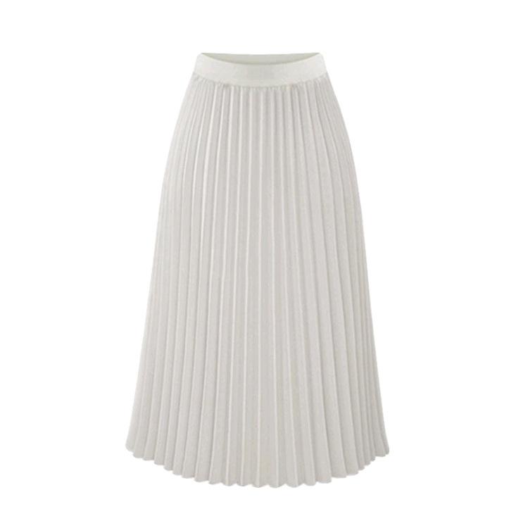 Classic Flowy Chiffon Pleated Midi Skirt Long Length on sale - SOUISEE