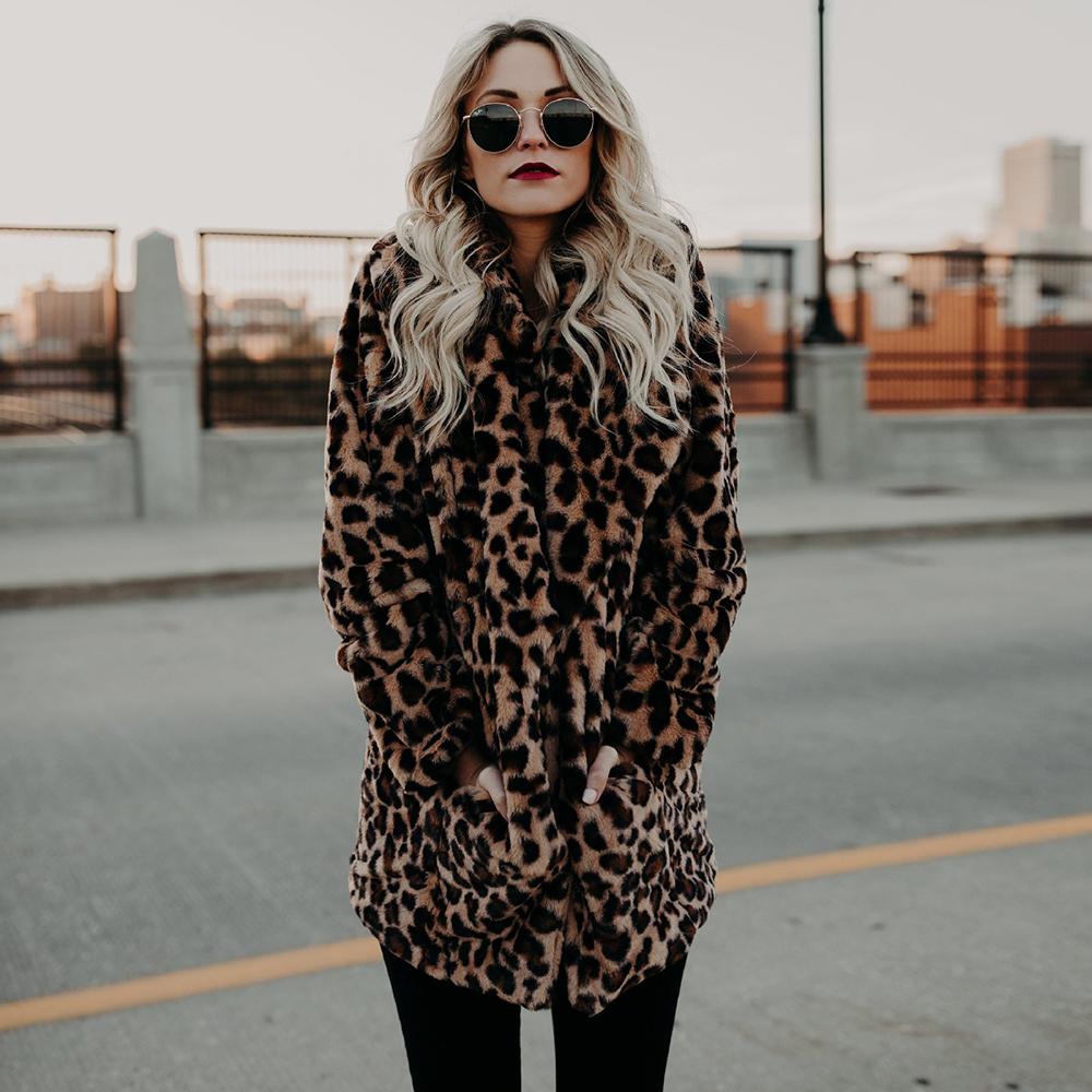 Vintage Leopard Print Faux Fur Trench Coat on sale - SOUISEE