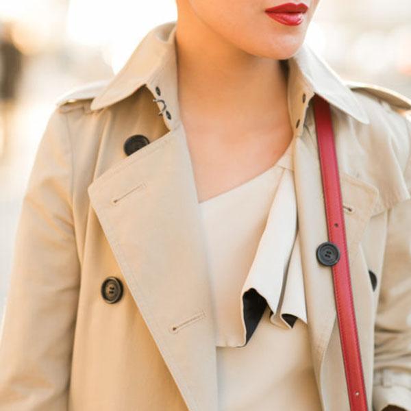 Classic Double Breasted Turtle Neck Women's Beige Trench Coat on sale - SOUISEE