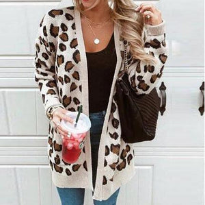 Retro Leopard Spotted Prints Oversized Comfy Long Cardigan Sweaters on sale - SOUISEE