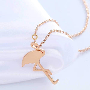Lucky Simple Flamingo Pendant Necklace Rose Gold/Silver/Gold on sale - SOUISEE