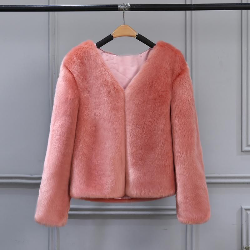 Free Ship Fluffy Mink Pink Faux Fur Coat on sale - SOUISEE