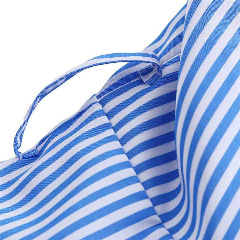 College Slimming Tie Waist Button Up Vertical Striped Midi Sundress on sale - SOUISEE