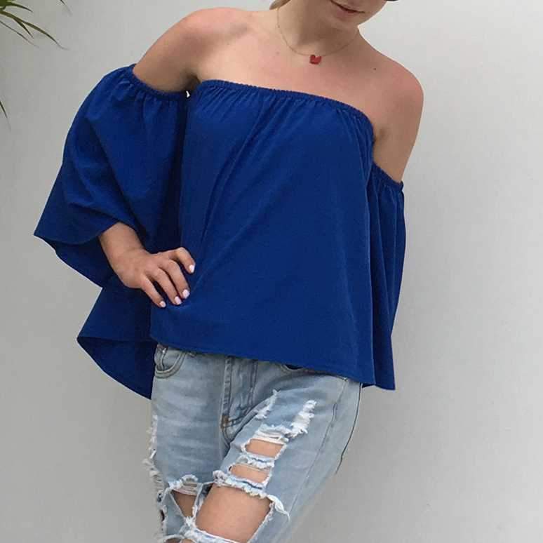 Tummy Hiding Oversized Off The Shoulder Tops Loose Blouse on sale - SOUISEE