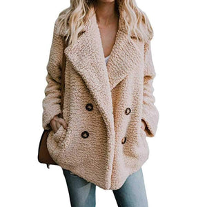 Fluffy Faux Fur Lapel Collar Womens Winter Coats on sale - SOUISEE