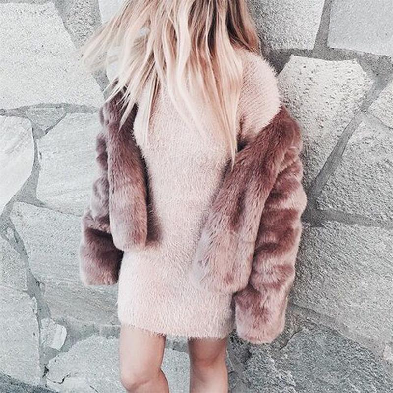 Free Ship Fluffy Mink Pink Faux Fur Coat on sale - SOUISEE