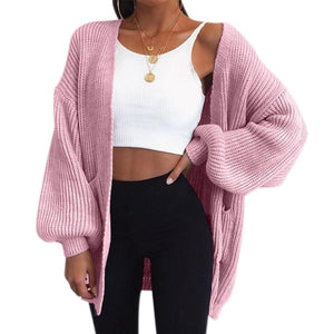 Chunky Oversized Bell Sleeve Cable Knit Cardigan Knitwear on sale - SOUISEE