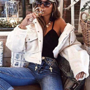 White teddy fur jacket hotsell