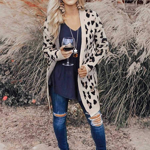 Retro Leopard Spotted Prints Oversized Comfy Long Cardigan Sweaters on sale - SOUISEE