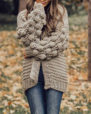 Oversized Chunky Thick Cable Knit Cardigan Sweater on sale - SOUISEE