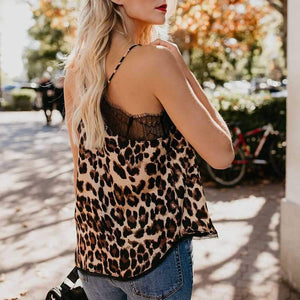 Retro Print Snake Leopard Lace Cami Tank Spaghetti Top on sale - SOUISEE