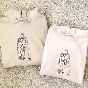 Personalized Sketch Drawing Stitched Embroidered Hoodie Sweatshirt