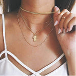 Bohemian Multi Layered Cutout Pineapple Necklace on sale - SOUISEE