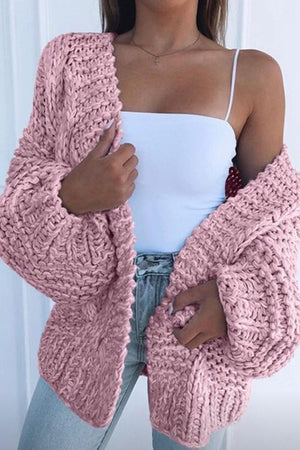 Mohair Chunky Oversized Cable Knit Baggy Sleeve Cardigan Sweater on sale - SOUISEE