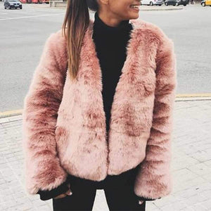 Free Ship Fluffy Mink Pink Faux Fur Coat on sale - SOUISEE