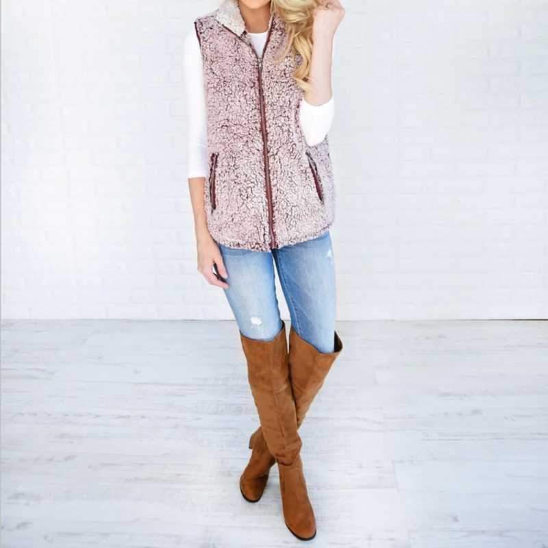 Fuzzy Faux Fur Winter Outerwear Sherpa Fleece Vest on sale - SOUISEE