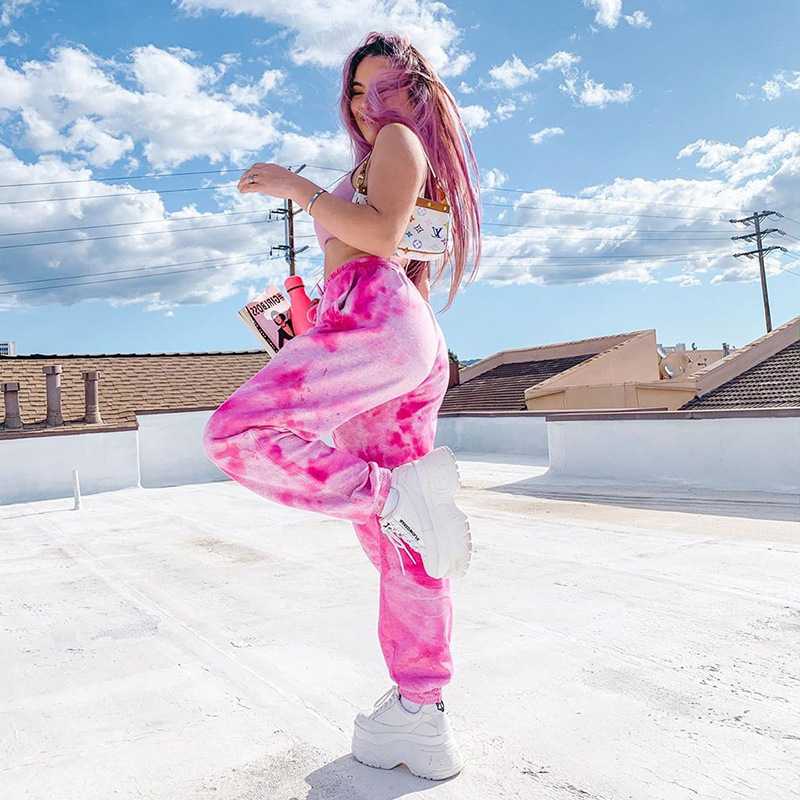 Tie Dye Sporty Pants High Waisted Joggers Pants on sale - SOUISEE