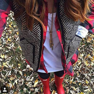 Vintage Womens Quilted Herringbone Puffer Vest on sale - SOUISEE