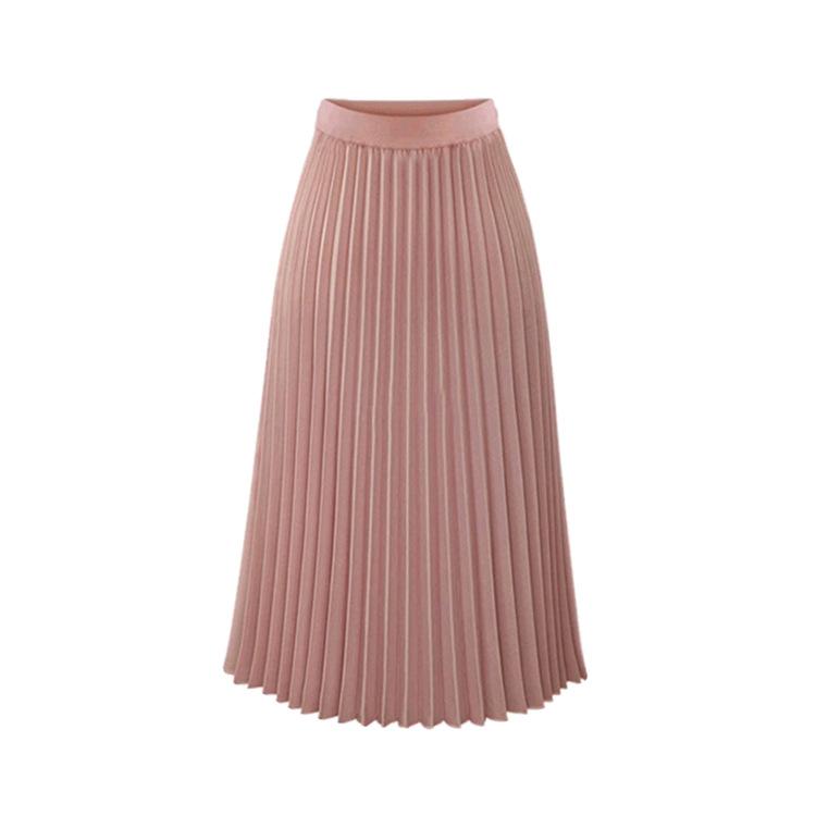 Classic Flowy Chiffon Pleated Midi Skirt Long Length on sale - SOUISEE