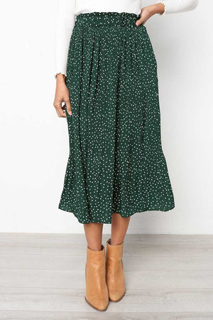 90s Fashion Retro Elastic Waist Paisley Ruffle Midi Skirt on sale - SOUISEE