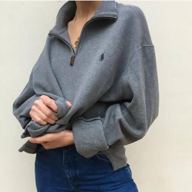 Oversized Polo Sweater Half Zip neck pullover Jumper on sale - SOUISEE
