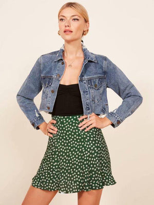 Vintage A Line Floral Prints Flounce Mini Skirt on sale - SOUISEE