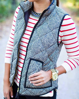 Vintage Womens Quilted Herringbone Puffer Vest on sale - SOUISEE