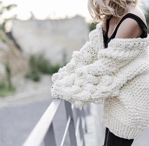 Oversized Chunky Thick Cable Knit Cardigan Sweater on sale - SOUISEE