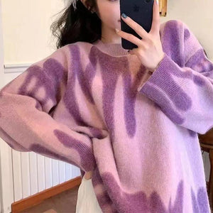 High Street Y Limb Tie Dyed Knitted Oversized Crewneck Sweaters on sale - SOUISEE