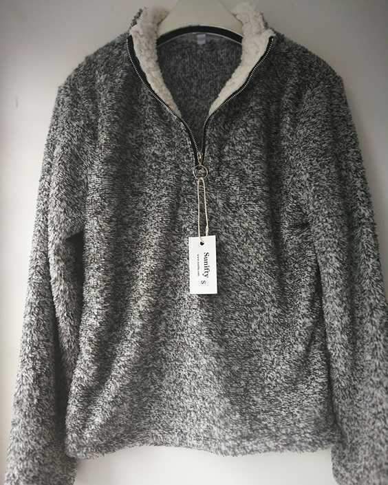Quarter Zip Oversized Fuzzy Sherpa Fleece Pullover Jacket on sale - SOUISEE