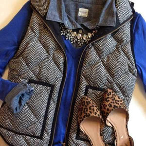 Vintage Womens Quilted Herringbone Puffer Vest on sale - SOUISEE